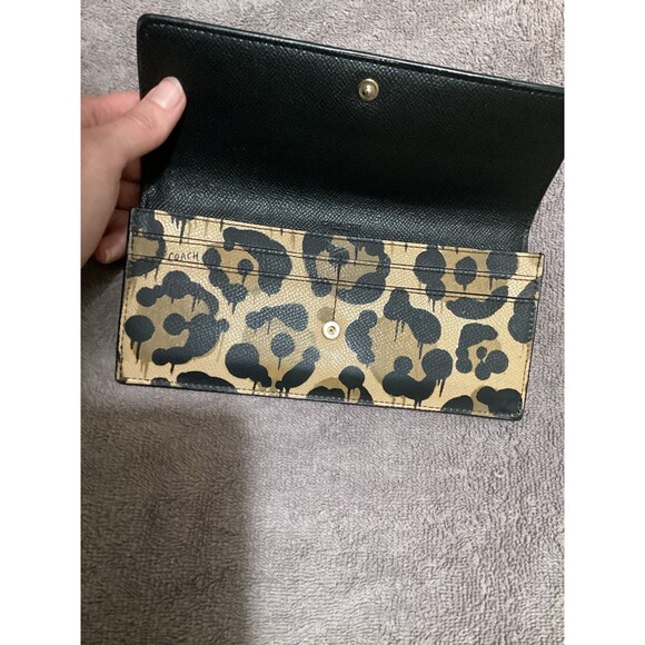 Coach Wallet Womens Accordion Clutch Leopard Print Zip Pocket Animal Print - Picture 4 of 7